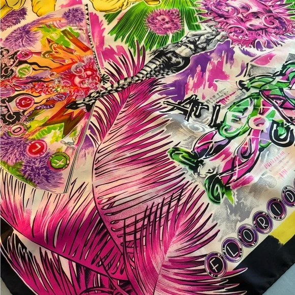 Versace Scarf. 100% Silk. Vibrant Multicolor. Made in Italy.